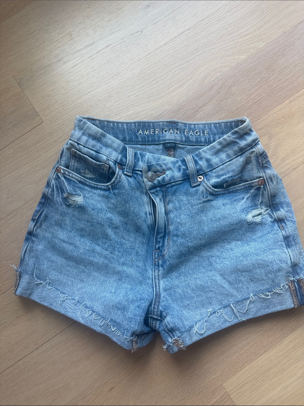 American Eagle Outfitters Medium Wash Distressed Denim Shorts